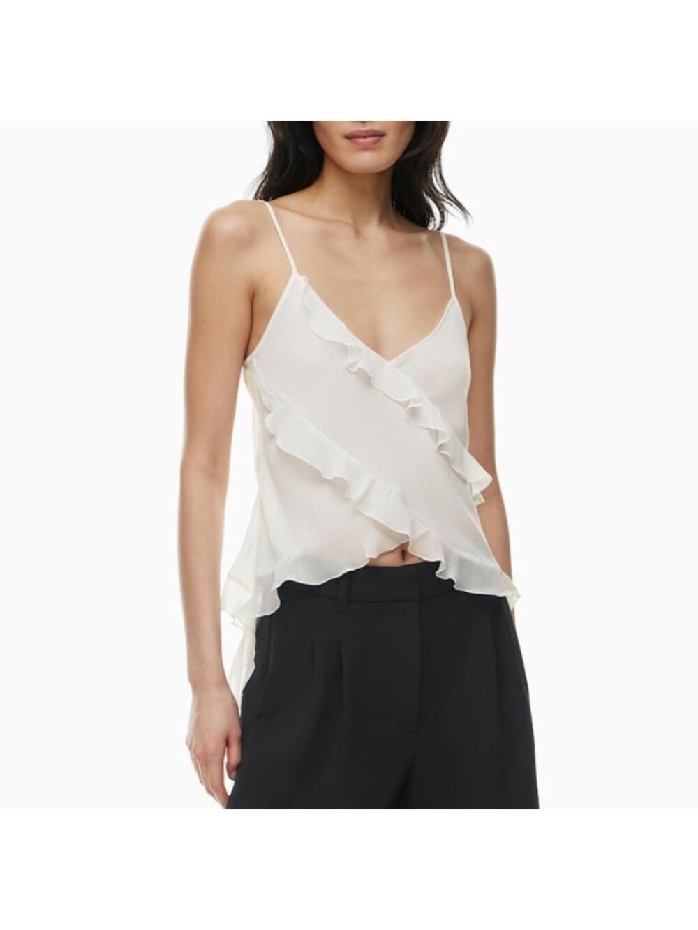 Wilfred by Aritzia Ruffle Cami Tank Top White Size Small